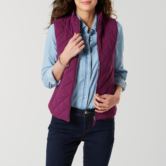 Laura Scott Jackets & Blazers - Laura Scott Wine Quilted Vest Size M